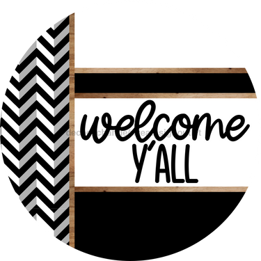 Chevron Door Hanger, Welcome Yall Door Hanger, DCO-01802-DH, 18